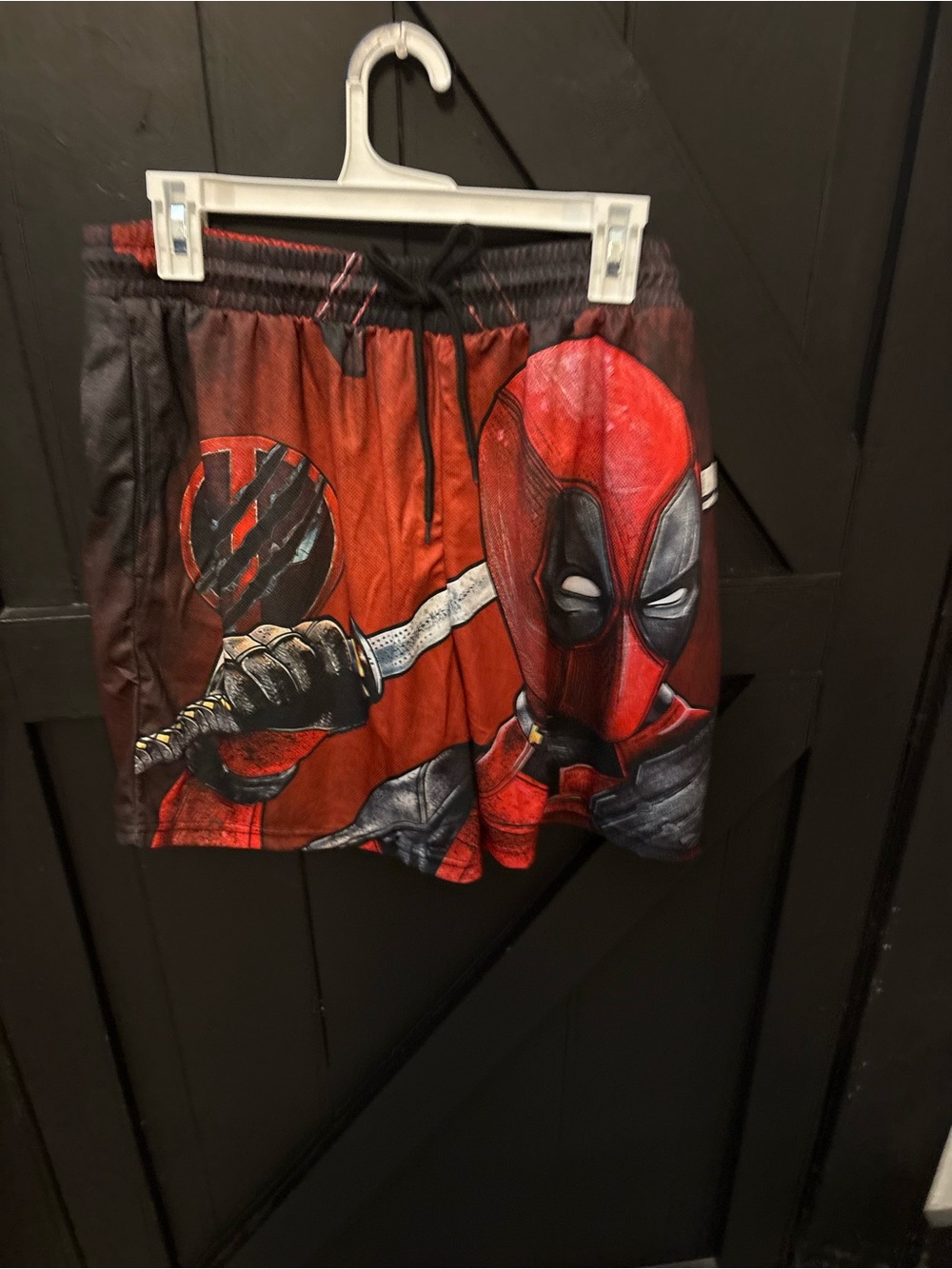 Marvel Deadpool Red and Black Athletic Shorts